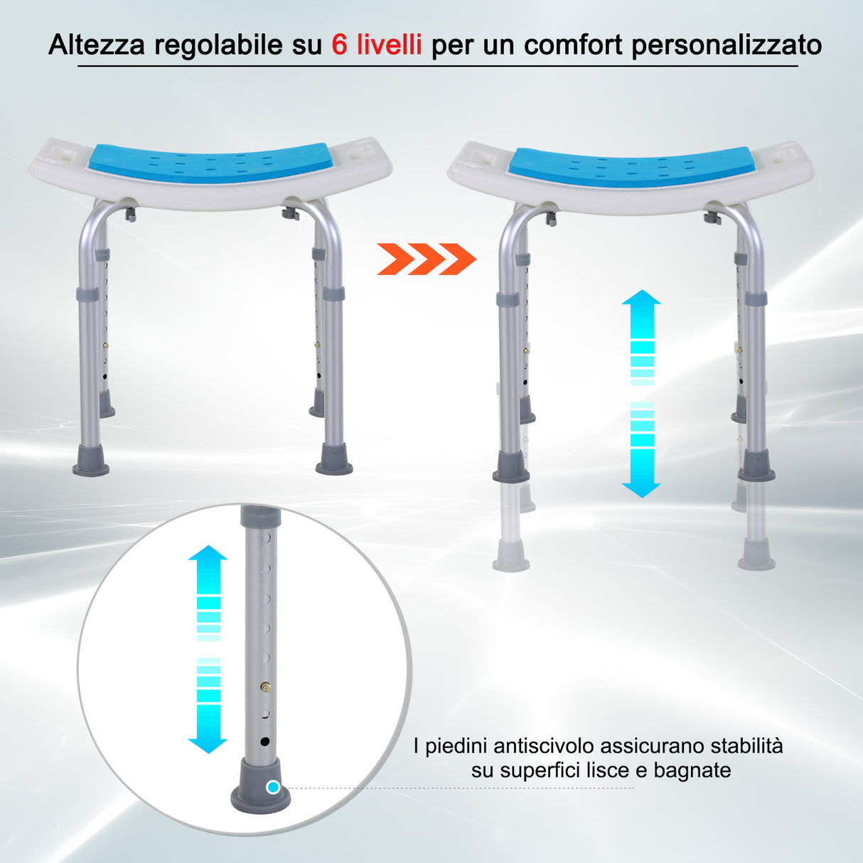 easycomfort easycomfort sgabello per doccia da bagno in lega di alluminio e plastica antiscivolo altezza regolabile 6 livelli 39 52cm ean 8054111840545