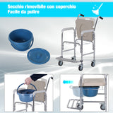 easycomfort easycomfort sedia a rotelle impermeabile con wc seduta in ecopelle 4 ruote vaso rimovibile per anzianidisabili 84x54x96cm ean 8054144133058