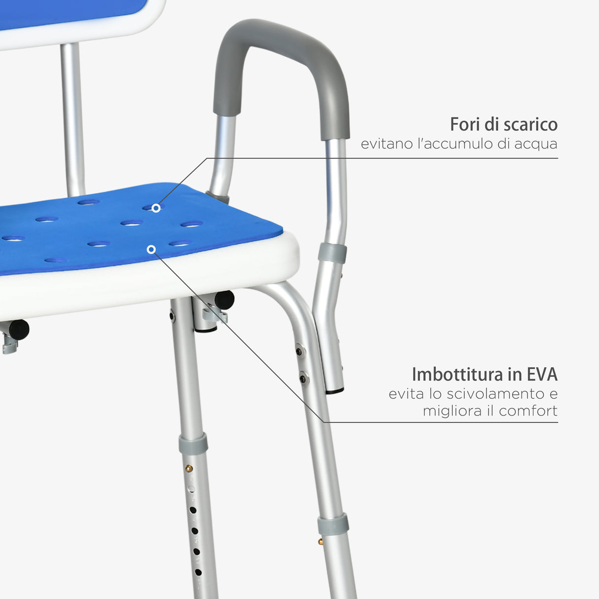 easycomfort easycomfort sedia per doccia con imbottitura e altezza regolabile braccioli e piedini a ventosa