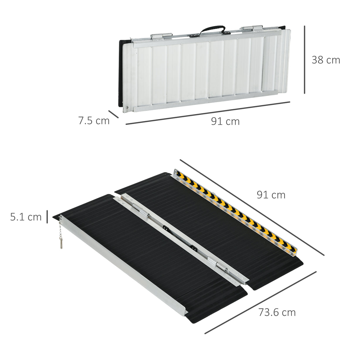 easycomfort easycomfort rampa per sedia a rotelle pieghevole in alluminio con deflettori e adesivi 91x73 6x5 1 cm nero