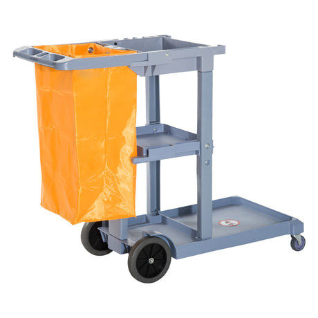 easycomfort easycomfort carrello pulizie professionale con 3 ripiani ganci portascopa 4 ruote e sacco 100l arancione 113 x 50 5 x 96 5cm ean 8054144137544