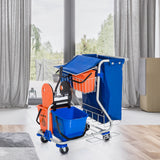 easycomfort easycomfort carrello pulizie professionale con 4 secchi 18l6l sacco spazzatura impermeabile blu e arancione 93x70x97cm ean 8054144139395