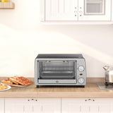 easycomfort easycomfort fornetto elettrico 10l temperatura regolabile e timer griglia e teglia incluse 750w 36 5x26x22cm argento nero