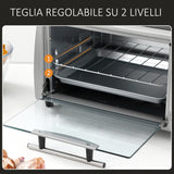 easycomfort easycomfort fornetto elettrico 10l temperatura regolabile e timer griglia e teglia incluse 750w 36 5x26x22cm argento nero