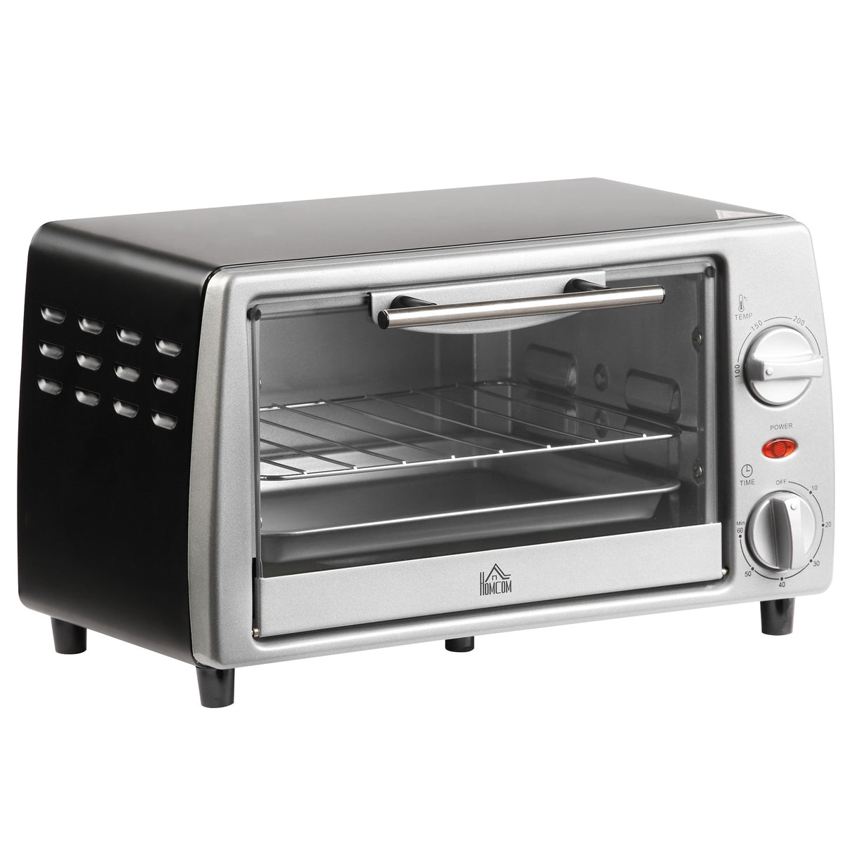 easycomfort easycomfort fornetto elettrico 10l temperatura regolabile e timer griglia e teglia incluse 750w 36 5x26x22cm argento nero