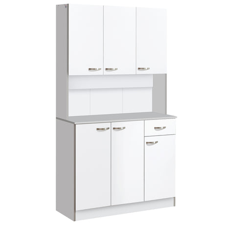 easycomfort easycomfort armadio con pensili da cucina in legno 101 x 39 x 180cm bianco