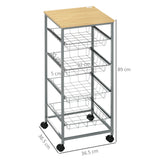 easycomfort easycomfort carrello cucina salvaspazio ruote 4 cesti acciaio legno 36 5 36 5 89cm ean 8054111841207