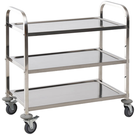 easycomfort easycomfort carrello da cucina 3 ripiani aperti 4 ruote omnidirezionali con 2 freni cuscinetti anti collisione in acciaio inossidabile 430 argento 85x45x90cm ean 8054144138558