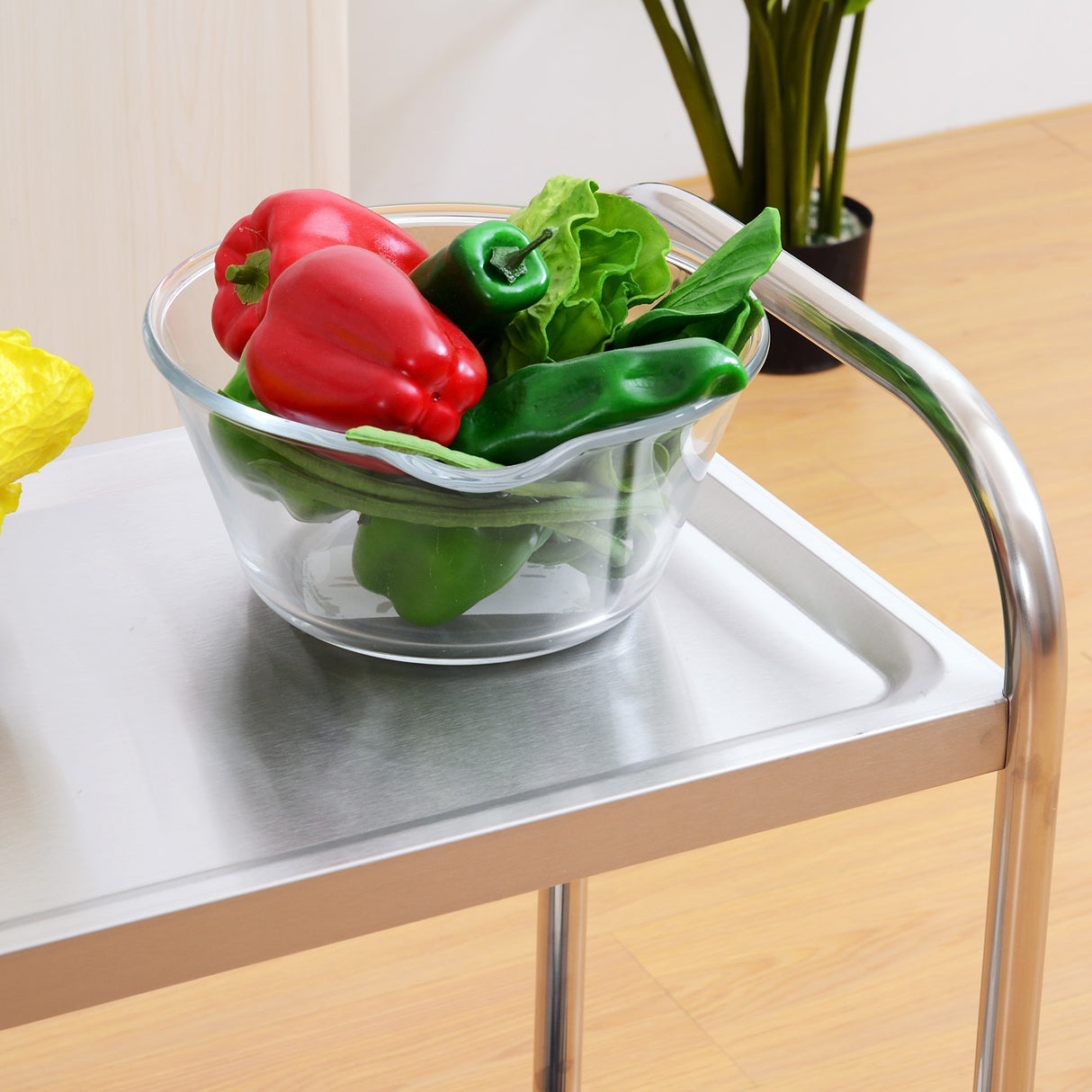 easycomfort easycomfort carrello da cucina 2 ripiani con ruote in acciaio inox 71x41x81cm argento ean 8054144139425