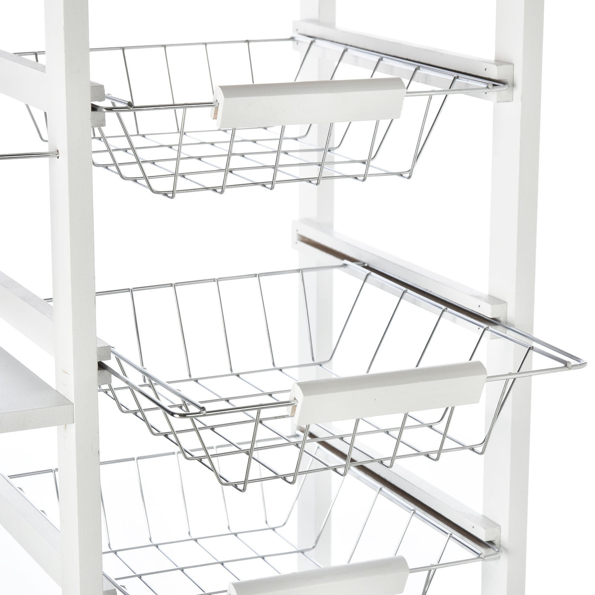 easycomfort easycomfort carrello da cucina salvaspazio in legno bianco portavivande con 1 piano di lavoro 1 cassetto e 4 cestelli metallici 47x37x83cm ean 8054111844918