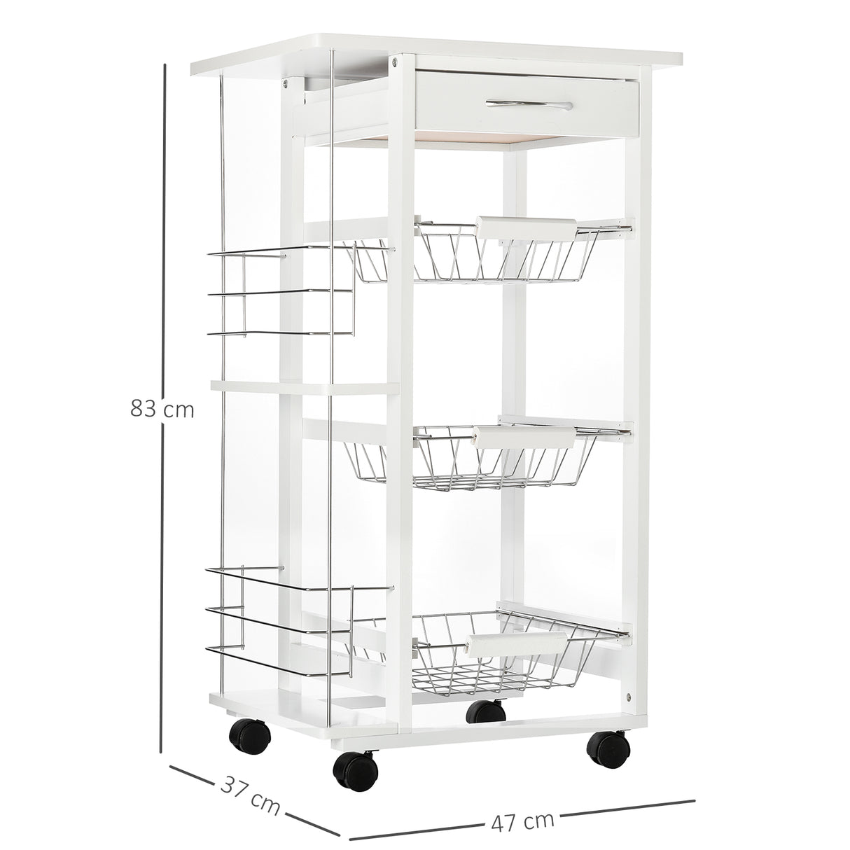 easycomfort easycomfort carrello isola da cucina salvaspazio in legno di pino carrello portavivande con 4 ruote cassetto 3 cesti estraibili portafrutta bianco ean 8054111845854