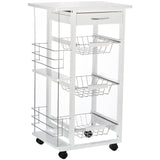 easycomfort easycomfort carrello isola da cucina salvaspazio in legno di pino carrello portavivande con 4 ruote cassetto 3 cesti estraibili portafrutta bianco ean 8054111845854