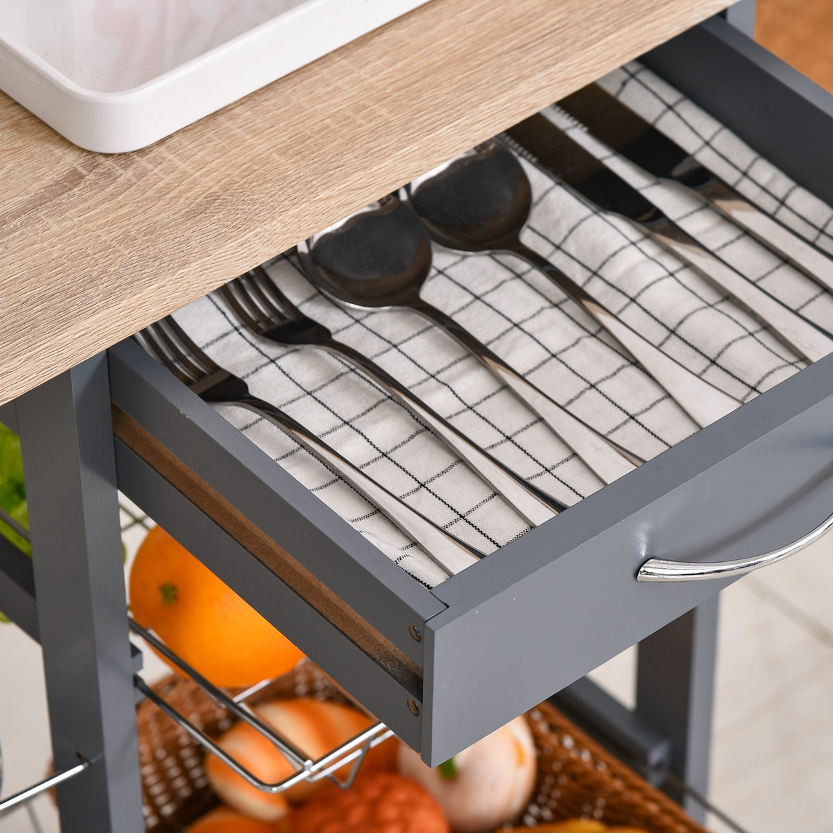 easycomfort easycomfort carrello da cucina con cassetti estraibili e 2 portabottiglie in legno di pino e metallo 47x37x83 cm