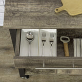 easycomfort easycomfort carrello da cucina portavivande con ruote legno truciolato 60x50x84 5cm marrone