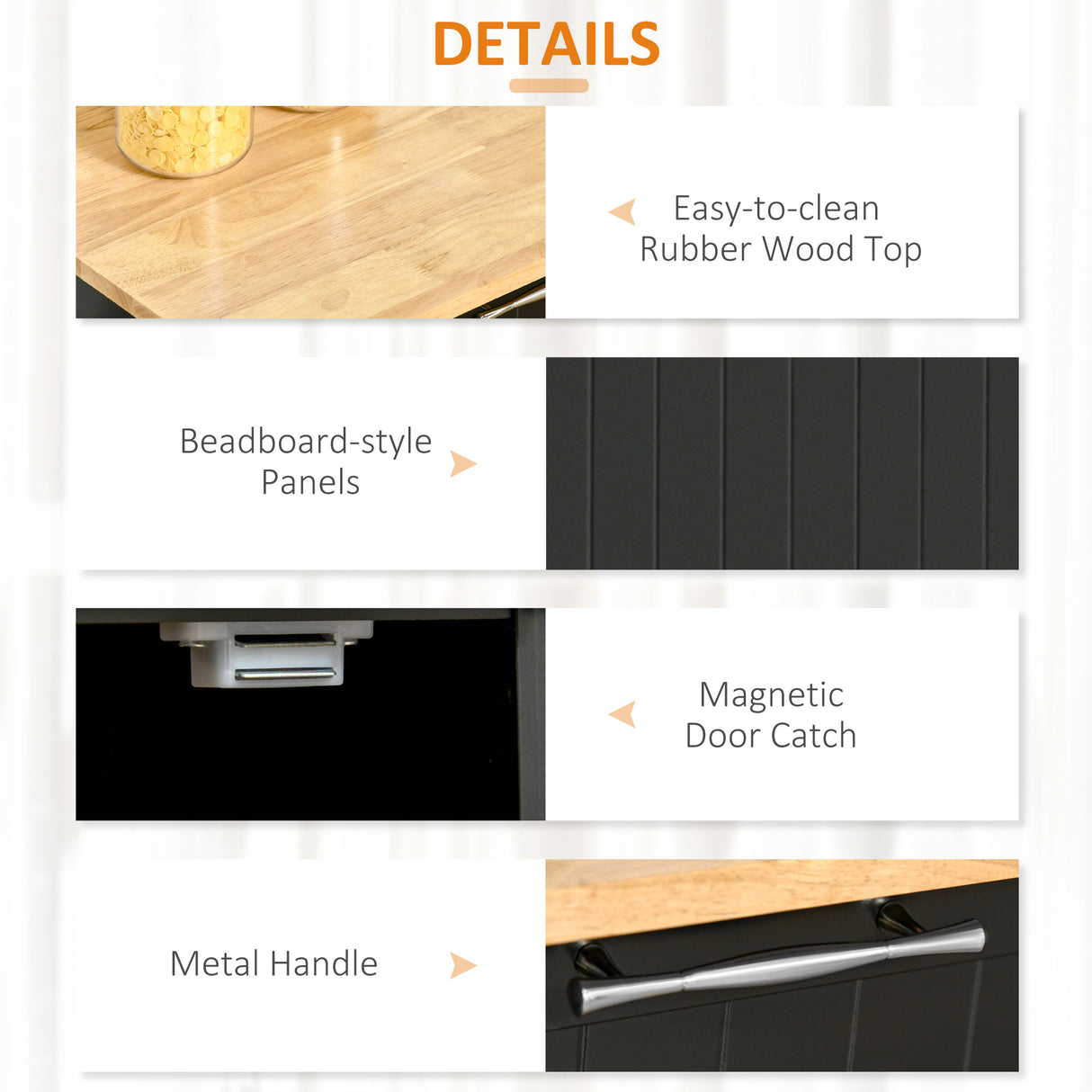 easycomfort easycomfort carrello da cucina multiuso in legno con 2 cassetti armadietto e 4 ruote 104x46x91cm nero