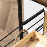 easycomfort easycomfort carrello da cucina con 2 cesti estraibili in metallo 2 ripiani in legno truciolato e ganci laterali 40x38x111cm