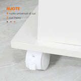 easycomfort easycomfort carrello da cucina portavivande in legno con 2 ripiani e ruote 60x38x77cm bianco