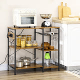 easycomfort easycomfort mobile da cucina a 3 ripiani in truciolato con presa di corrente porta usb e cestino 90x40x83cm