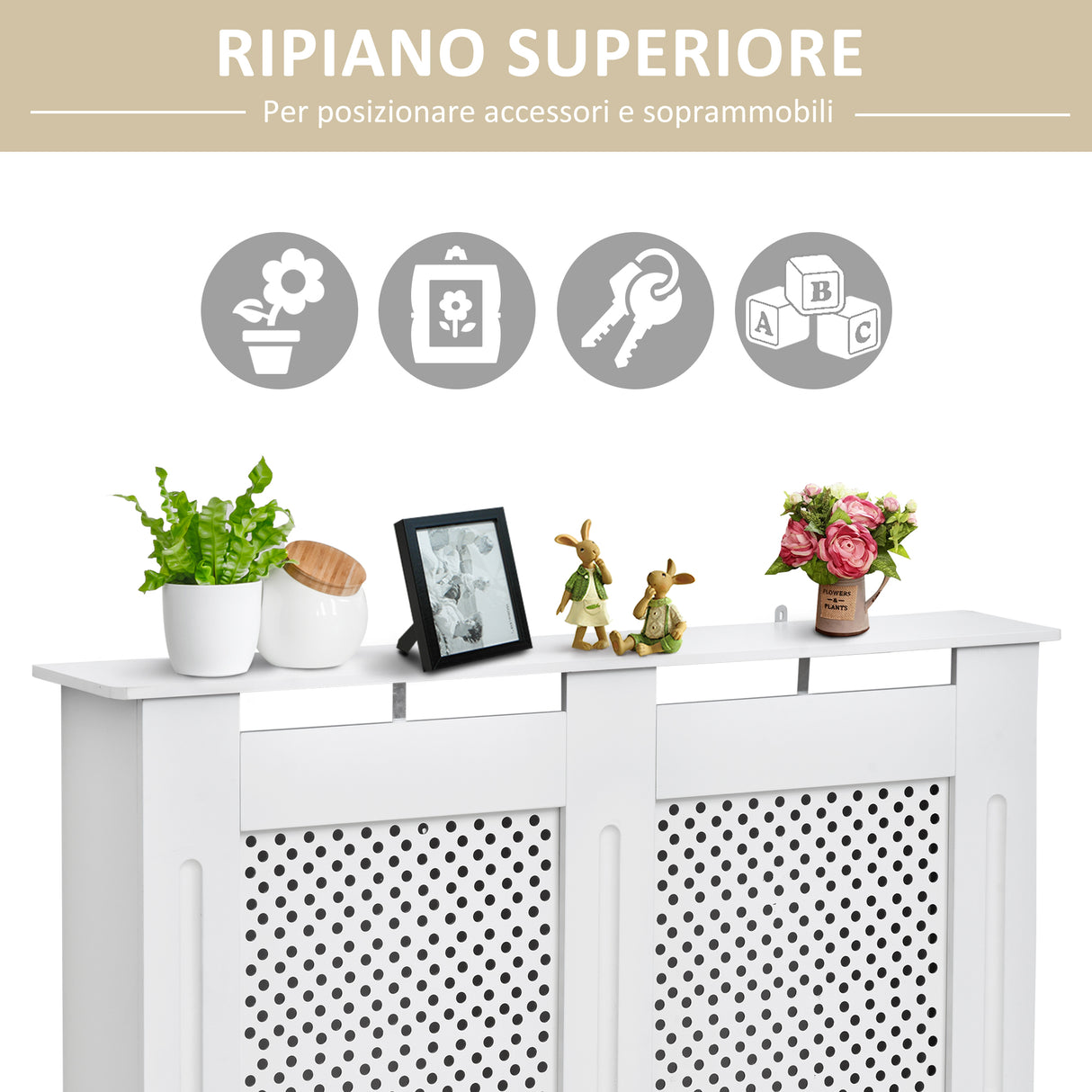 easycomfort easycomfort copritermosifone in legno a griglia bianco 111.5x82x19cm