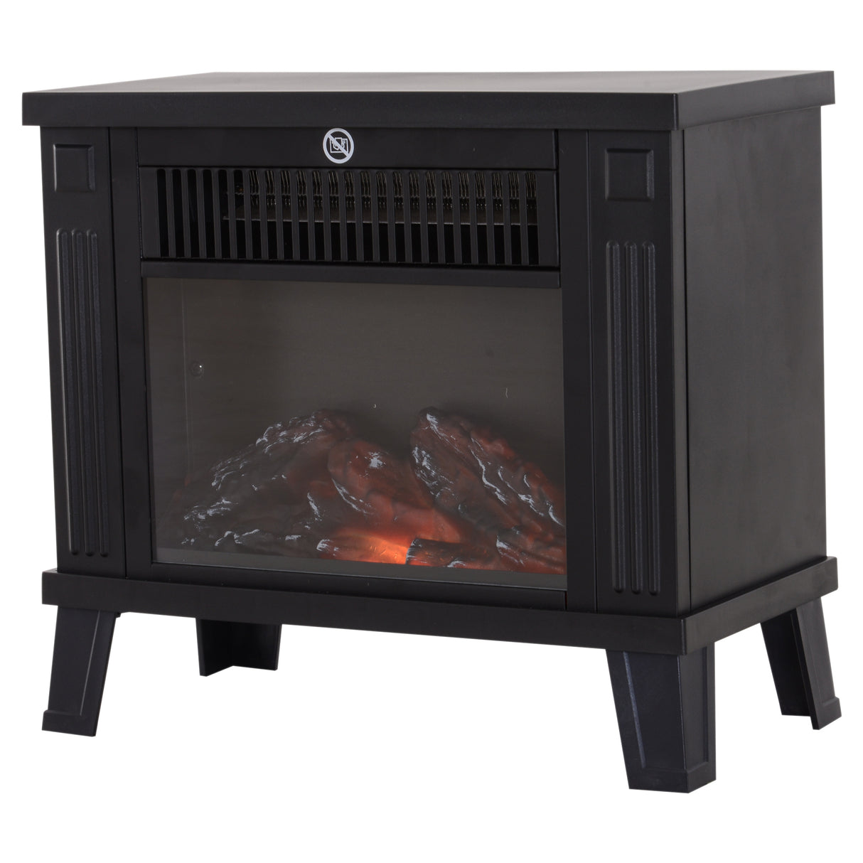 easycomfort easycomfort camino elettrico da terra 600w 1200w con effetto fiamma nero 34.5x17x31cm
