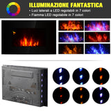 easycomfort easycomfort camino elettrico da parete o terra 2000w con fiamma led 7 colori nero 90x56x9.5cm
