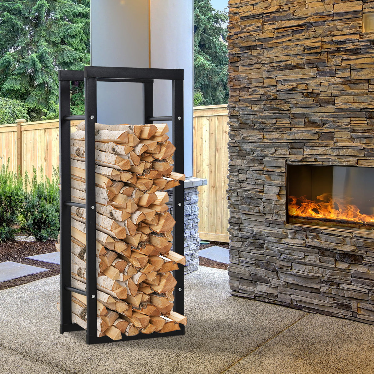 easycomfort easycomfort scaffale legnaia per interno ed esterno nero 40x25x100cm