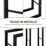 easycomfort easycomfort scaffale legnaia per interno ed esterno nero 40x25x100cm