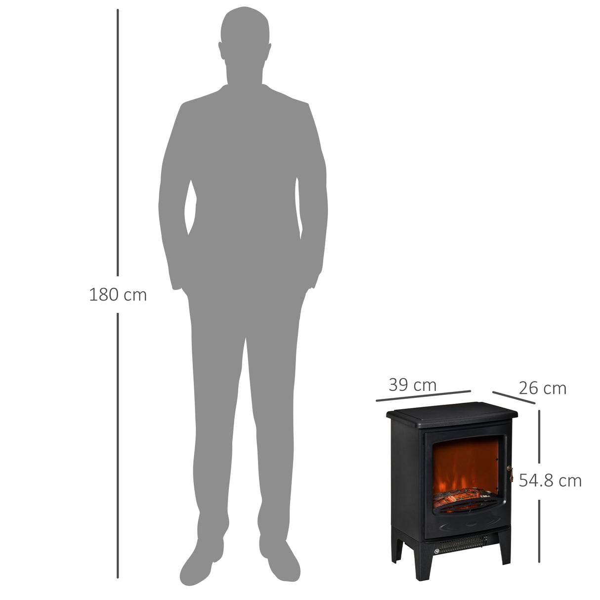 easycomfort camino elettrico da terra con effetto fiamma temperatura regolabile copertura 15 20m nero