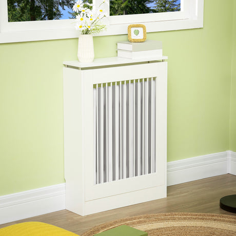 easycomfort copritermosifone a doghe moderno ed elegante per la casa in mdf e acciaio 60x18x84cm bianco