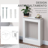 easycomfort copritermosifone a doghe moderno ed elegante per la casa in mdf e acciaio 60x18x84cm bianco