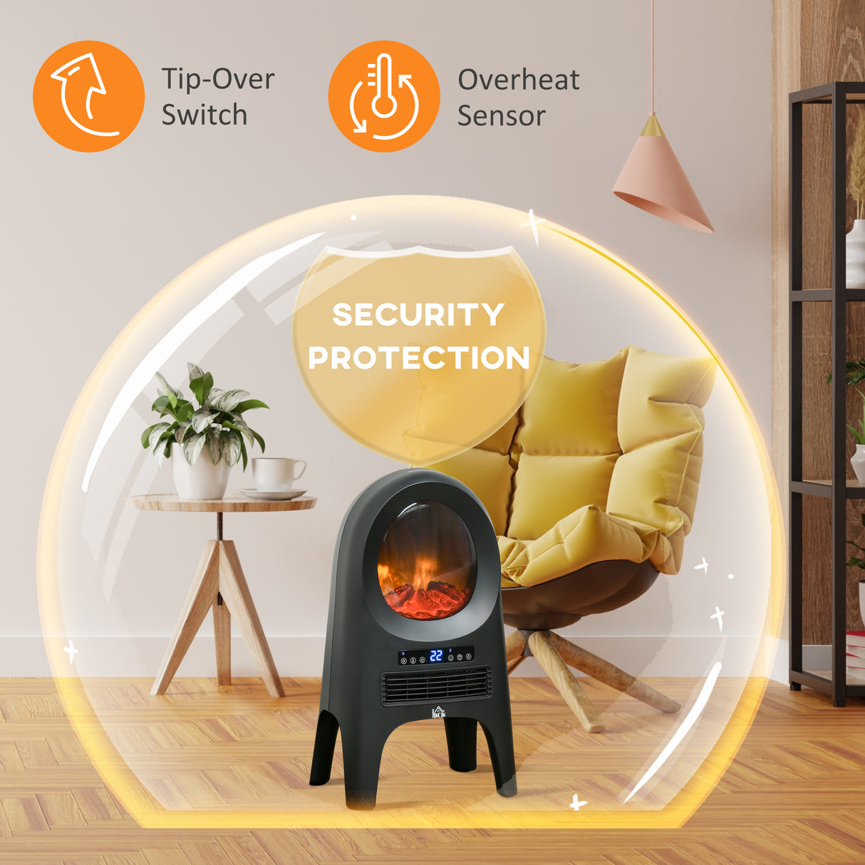 easycomfort termoventilatore a 3 modalita di riscaldamento con 3 temperature regolabili 33.7x25.5x60.4 cm nero