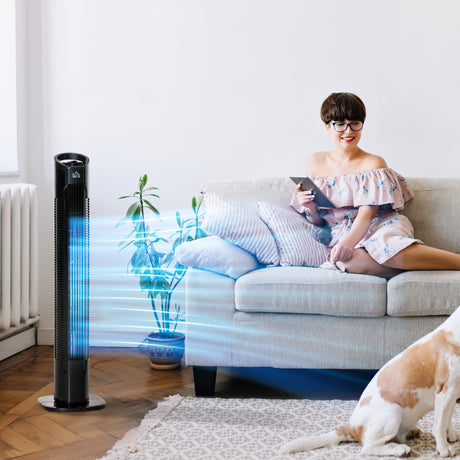 easycomfort easycomfort ventilatore a colonna moderno 3 velocita con oscillazione 70 ventilatore a torre con piantana rotonda e maniglia potenza 50w in pp 20x78 5cm nero