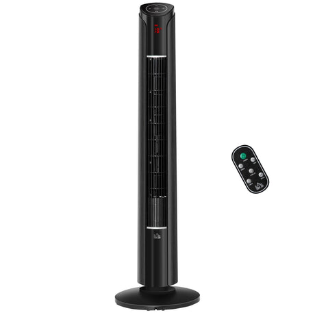 easycomfort ventilatore a torre con 3 velocita e 4 modalita timer di 12h pannello led e telecomando nero