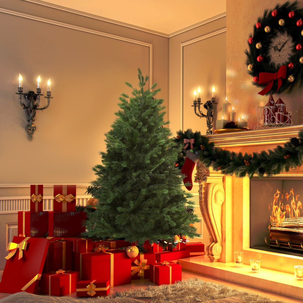 easycomfort easycomfort albero di natale artificiale gigante 150cm realistico decorazione di natale con 440 rami base pieghevole e rimovibile
