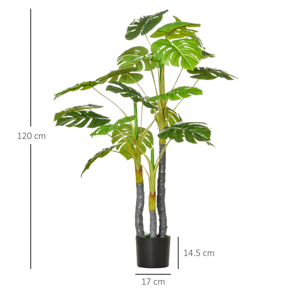 easycomfort monstera pianta artificiale per interno ed esterno pianta finta realistica con 20 foglie 120cm