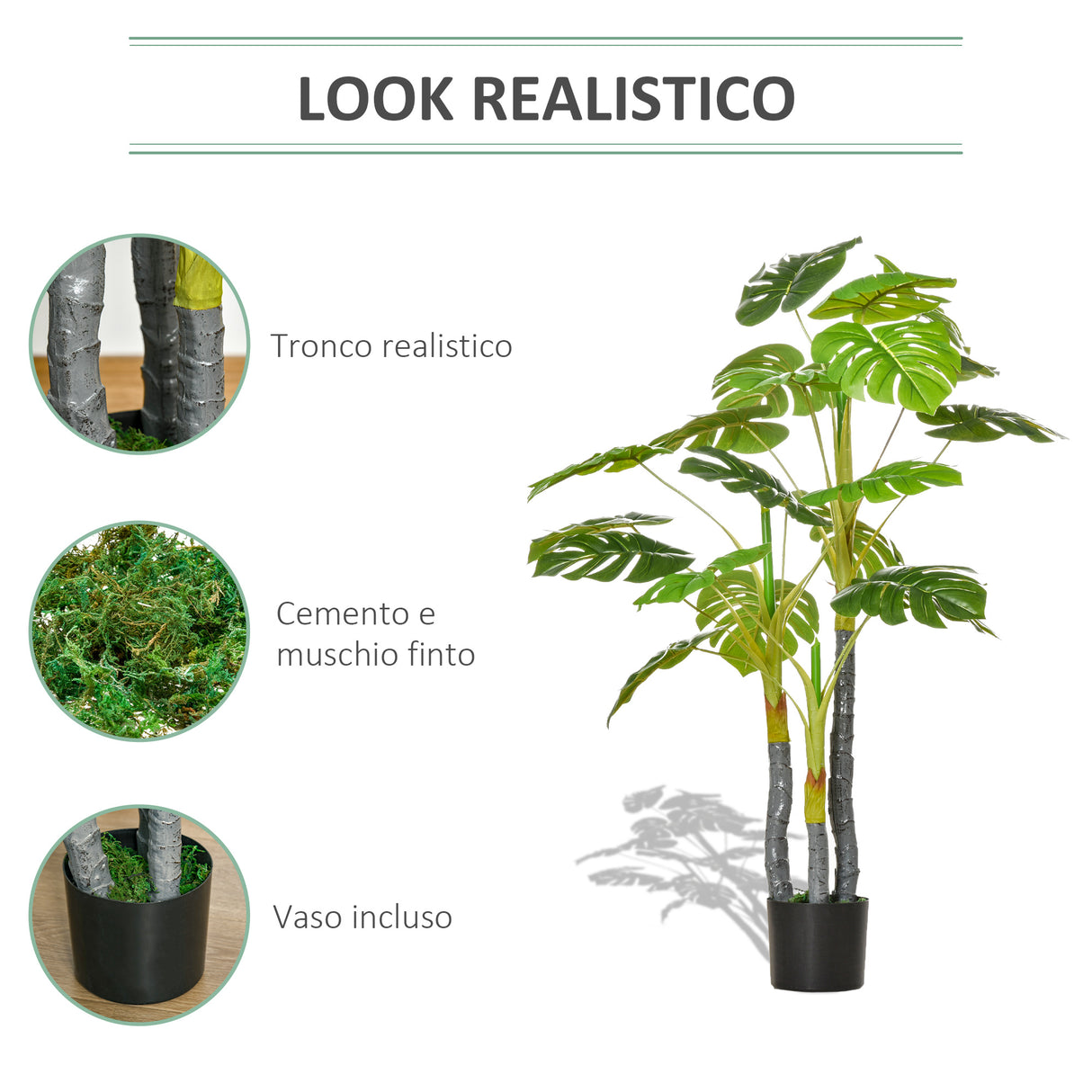 easycomfort monstera pianta artificiale per interno ed esterno pianta finta realistica con 20 foglie 120cm