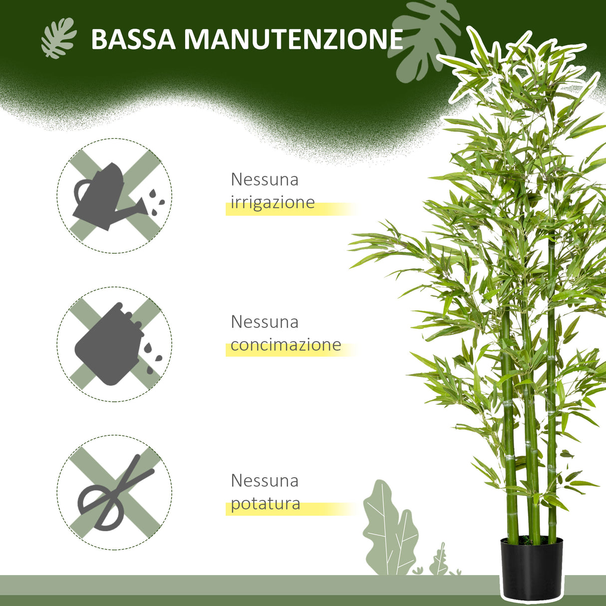 easycomfort pianta finta di bambu alta 150cm con vaso incluso per interno ed esterno
