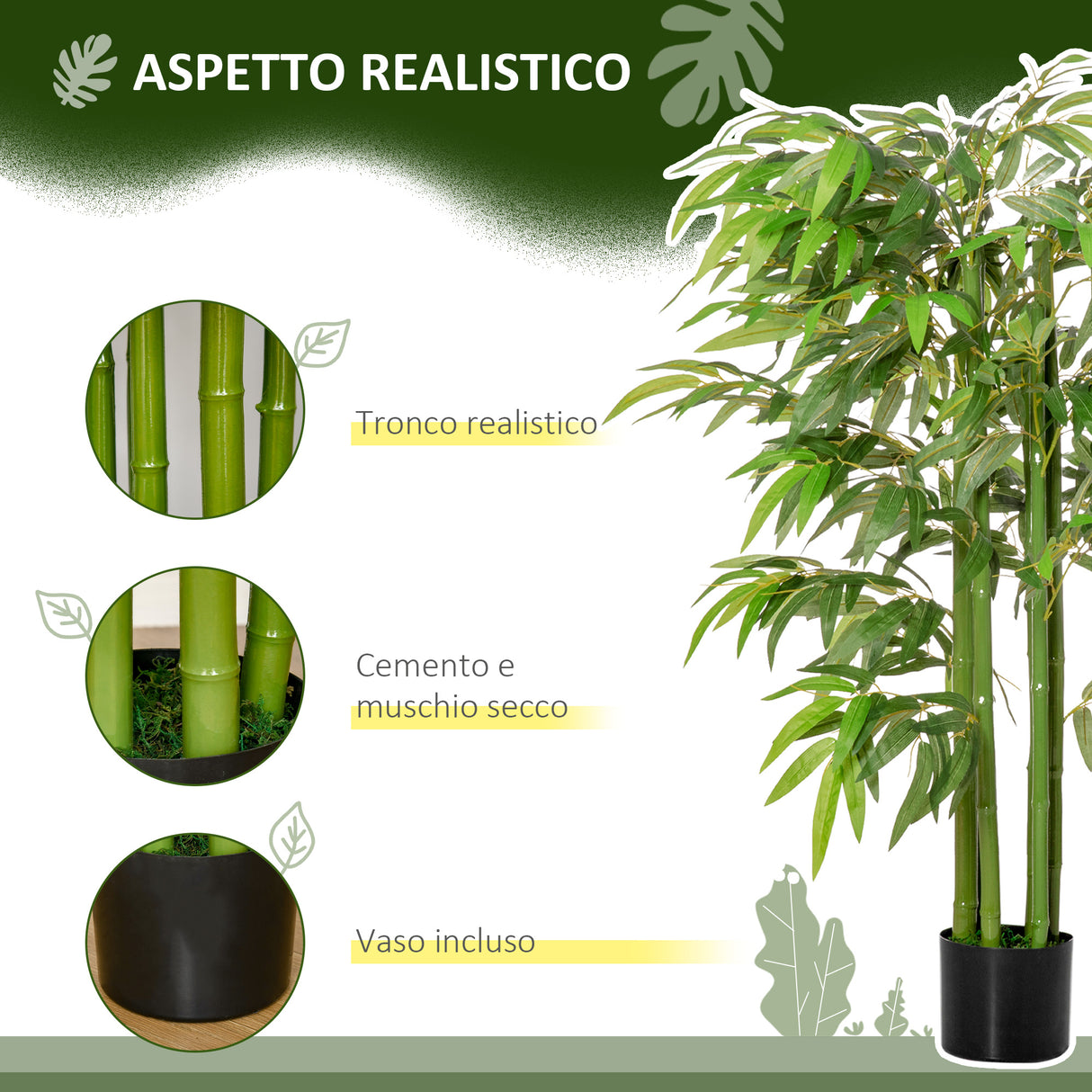 easycomfort pianta finta bambu in vaso realistico con 780 foglie per interno ed esterno 140cm