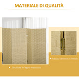 easycomfort easycomfort paravento separe da interno a 4 ante in legno pieghevole e salvaspazio altezza 170cm marrone