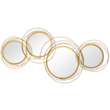 easycomfort easycomfort decorazione murale 3d in metallo wall art a cerchi con specchi 107x56cm oro