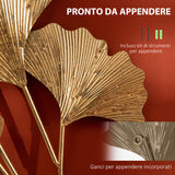 easycomfort easycomfort decorazione murale 3d in metallo wall art dorata con foglie di ginkgo 138x70cm