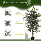 easycomfort pianta artificiale di fico da 130 cm a 702 foglie e 3 tronchi con vaso o15x12.5 cm per interni ed esterni