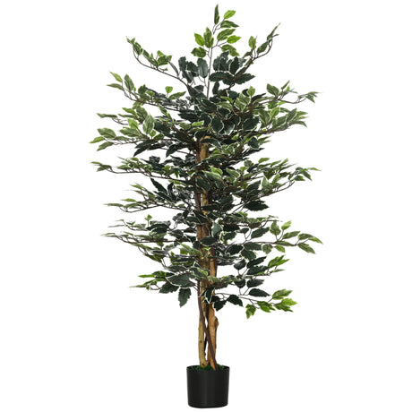 easycomfort pianta artificiale di fico da 130 cm a 702 foglie e 3 tronchi con vaso o15x12.5 cm per interni ed esterni