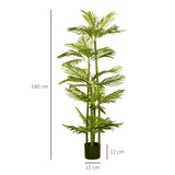 easycomfort pianta artificiale di palma da 140 cm a 45 foglie e 5 rami con vaso o15x12 cm per interni ed esterni verde