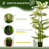 easycomfort pianta artificiale di palma da 140 cm a 45 foglie e 5 rami con vaso o15x12 cm per interni ed esterni verde
