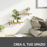 easycomfort easycomfort set da 2 mensole da parete in legno di pino 90x15x 2 5 marrone