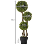 easycomfort pianta di bosso artificiale a 3 sfere con vaso incluso e fondo rinforzato altezza 90 cm