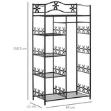 easycomfort easycomfort armadio guardaroba appendiabiti con 5 ripiani e 2 tende 84 x 42 x 158 5cm in metallo nero con decori a fiori ean 8054144139487