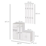 easycomfort easycomfort scarpiera con appendiabiti a combinazione per ingresso e camera da letto legno 100x32x187cm bianco