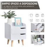 easycomfort easycomfort comodino salvaspazio dal design moderno in legno bianco piccola cassettiera camera da letto con 2 cassetti e piedini in legno di pino 33 x 28 x 42cm ean 8054111845014